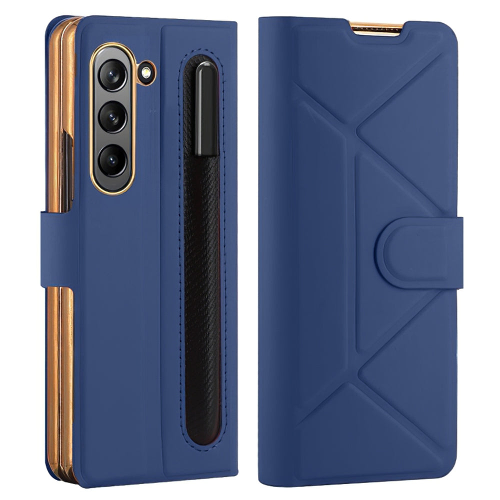 For Samsung Galaxy Z Fold5 5G Shockproof Phone Case Pen Slot PU PC Stand Cover with Tempered Glass Film For Samsung Galaxy Z Fold5 5G Shockproof Phone Case Pen Slot PU PC Stand Cover with Tempered Glass Film